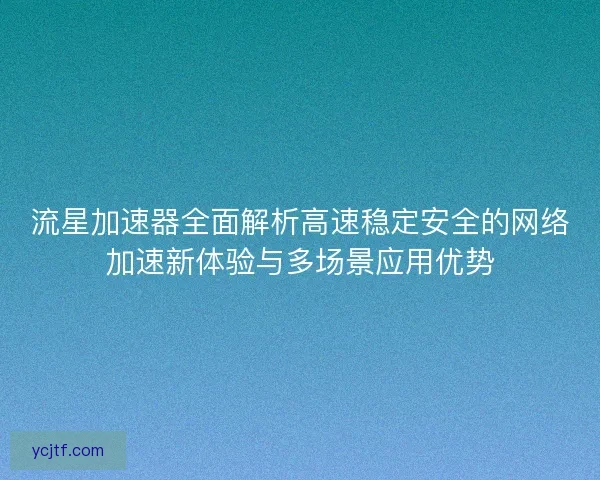 流星加速器全面解析高速稳定安全的网络加速新体验与多场景应用优势